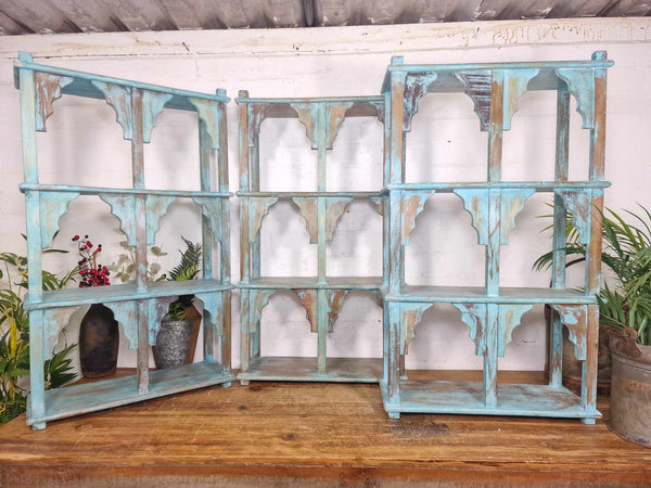 Vintage Reclaimed Indian Solid Wooded Arched Temple Wall Display Shelf Shelves