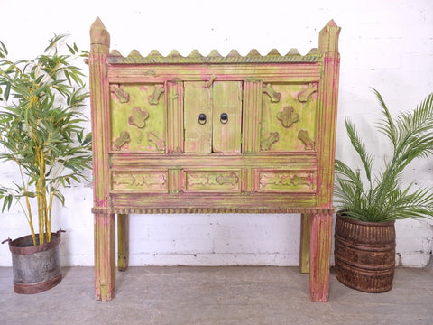 Vintage Reclaimed Indian Solid Wooden Sideboard  Console Table Drinks Cabinet