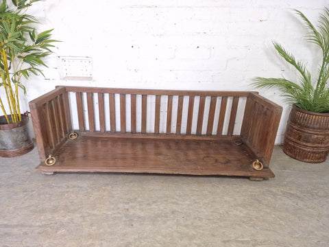 Vintage Antique Indian Hardwood Two Seater  Garden Patio Swing Bench Seat