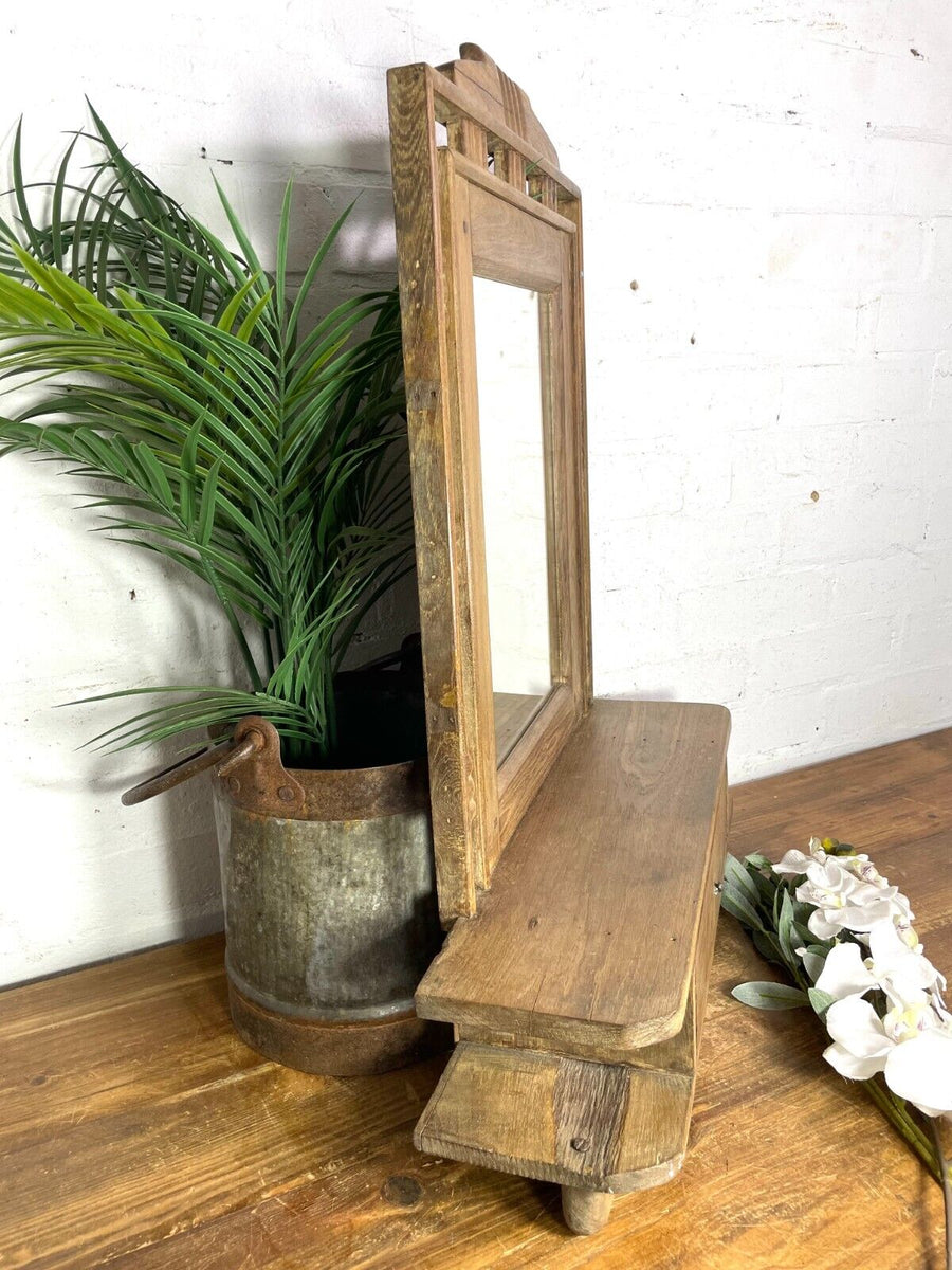 Antique Indian Colonial Wooden Bathroom Shaving Wall Mirror – Bucks ...