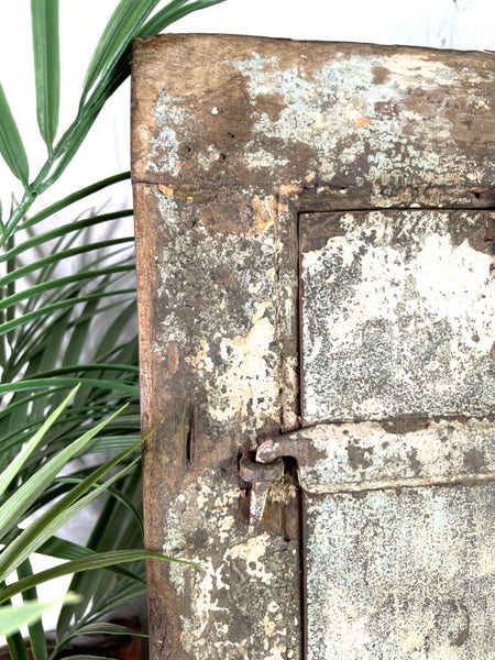 Vintage Antique Rustic Indian Wooden Window Frame Shutters Wall Garden Mirror