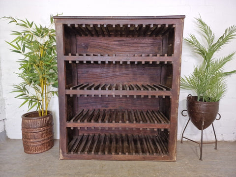 Vintage Indian Hardwood  Solid Wooden Shelving Plate Rack Wind Bottle Holder