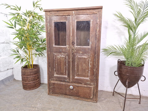 Vintage Rustic Antique Indian Solid Hardwood Storage Cupboard Drinks Cabinet