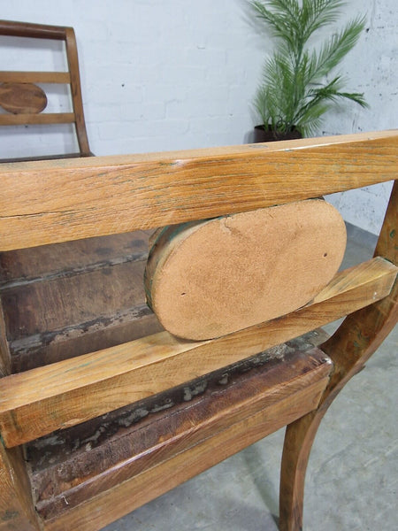 Antique Anglo Indian Colonial Hardwood Hand Carved Settle Bench Hallway Seat