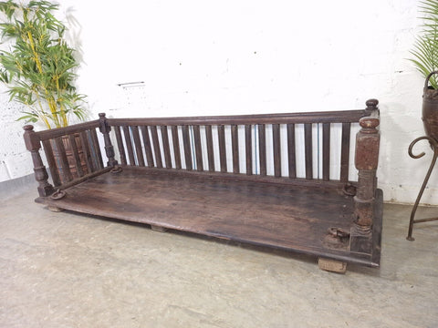 Vintage Antique Indian Hardwood Two Three Seater  Garden Patio Swing Bench Seat