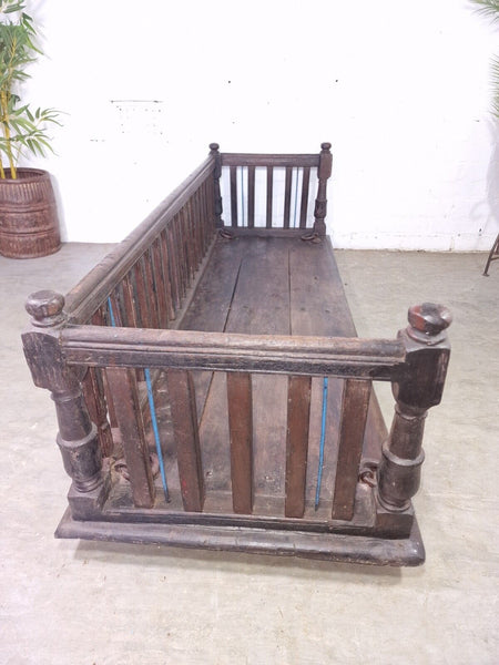 Vintage Antique Indian Hardwood Two Three Seater  Garden Patio Swing Bench Seat