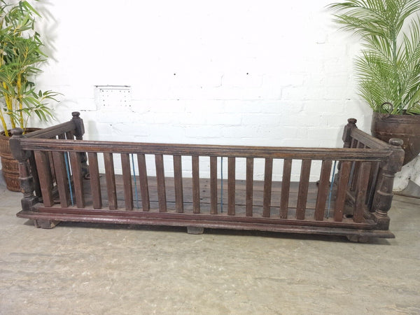 Vintage Antique Indian Hardwood Two Three Seater  Garden Patio Swing Bench Seat