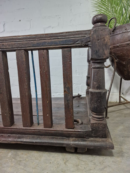 Vintage Antique Indian Hardwood Two Three Seater  Garden Patio Swing Bench Seat