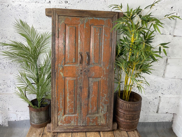 Large Vintage Antique Reclaimed Indian Solid Wooden Window Frame Garden Mirror