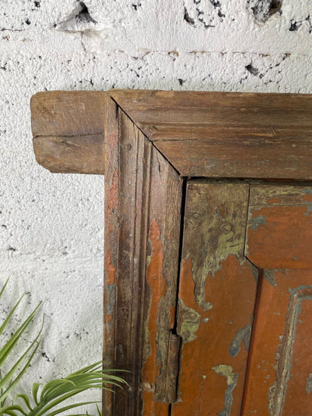 Large Vintage Antique Reclaimed Indian Solid Wooden Window Frame Garden Mirror