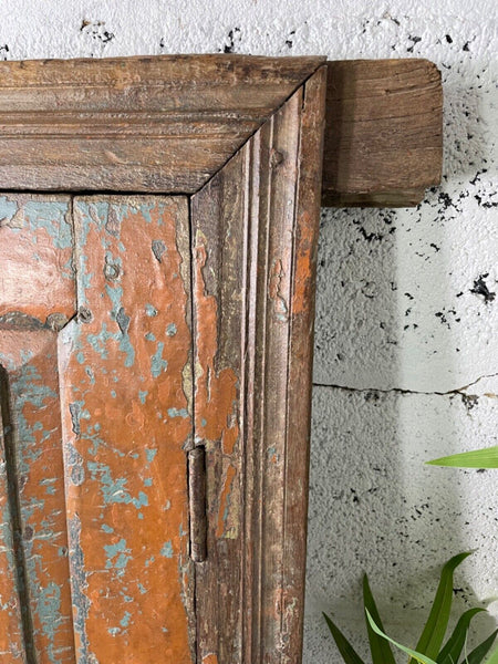 Large Vintage Antique Reclaimed Indian Solid Wooden Window Frame Garden Mirror