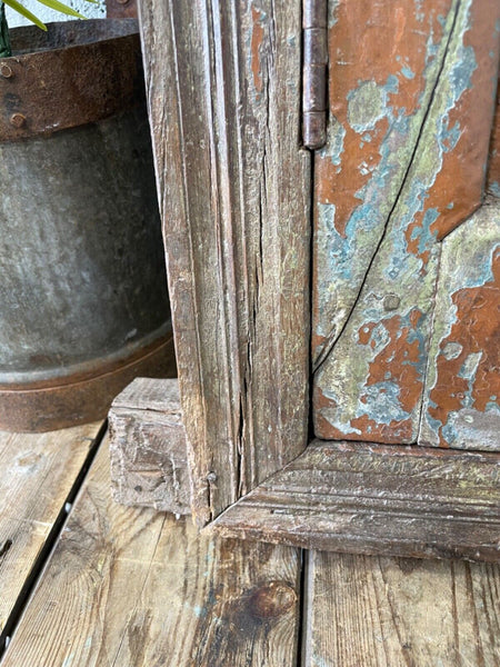 Large Vintage Antique Reclaimed Indian Solid Wooden Window Frame Garden Mirror