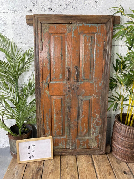 Large Vintage Antique Reclaimed Indian Solid Wooden Window Frame Garden Mirror