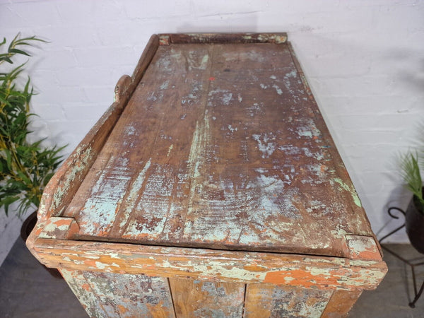 Vintage Reclaimed Indian Glazed Wooden Glass Kitchen Bathroom Drinks Cabinet