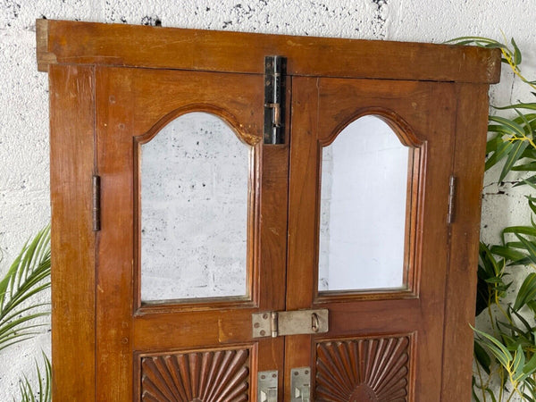 Large Vintage Antique Reclaimed Indian Solid Wooden Window Frame Garden Mirror