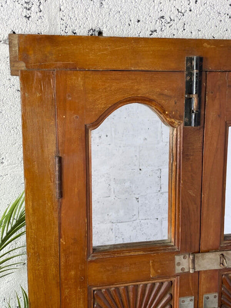 Large Vintage Antique Reclaimed Indian Solid Wooden Window Frame Garden Mirror