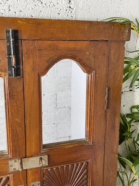 Large Vintage Antique Reclaimed Indian Solid Wooden Window Frame Garden Mirror