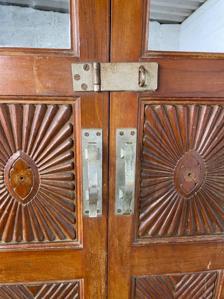 Large Vintage Antique Reclaimed Indian Solid Wooden Window Frame Garden Mirror