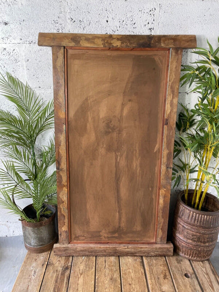 Large Vintage Antique Reclaimed Indian Solid Wooden Window Frame Garden Mirror