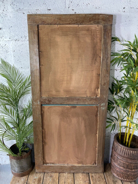 Large Vintage Antique Reclaimed Indian Solid Wooden Window Frame Garden Mirror