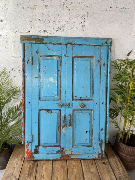 Large Vintage Antique Reclaimed Indian Solid Wooden Window Frame Garden Mirror