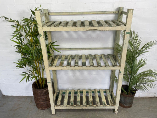 Vintage Reclaimed Indian Solid Wooden Cream Shelves Bookcase Racking Shelving