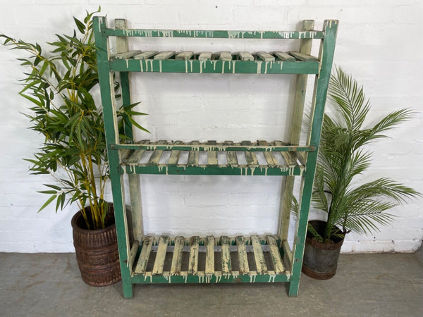 Vintage Reclaimed Indian Solid Wooden Cream Shelves Bookcase Racking Shelving