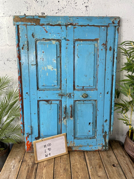 Large Vintage Antique Reclaimed Indian Solid Wooden Window Frame Garden Mirror