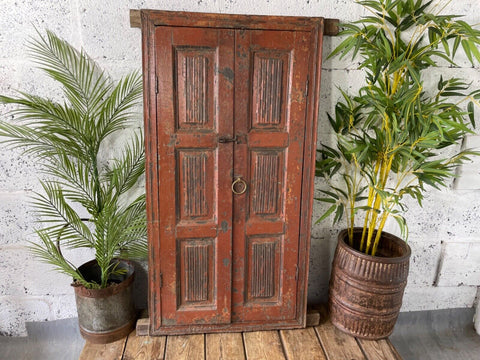 Large Vintage Antique Reclaimed Indian Solid Wooden Window Frame Garden Mirror