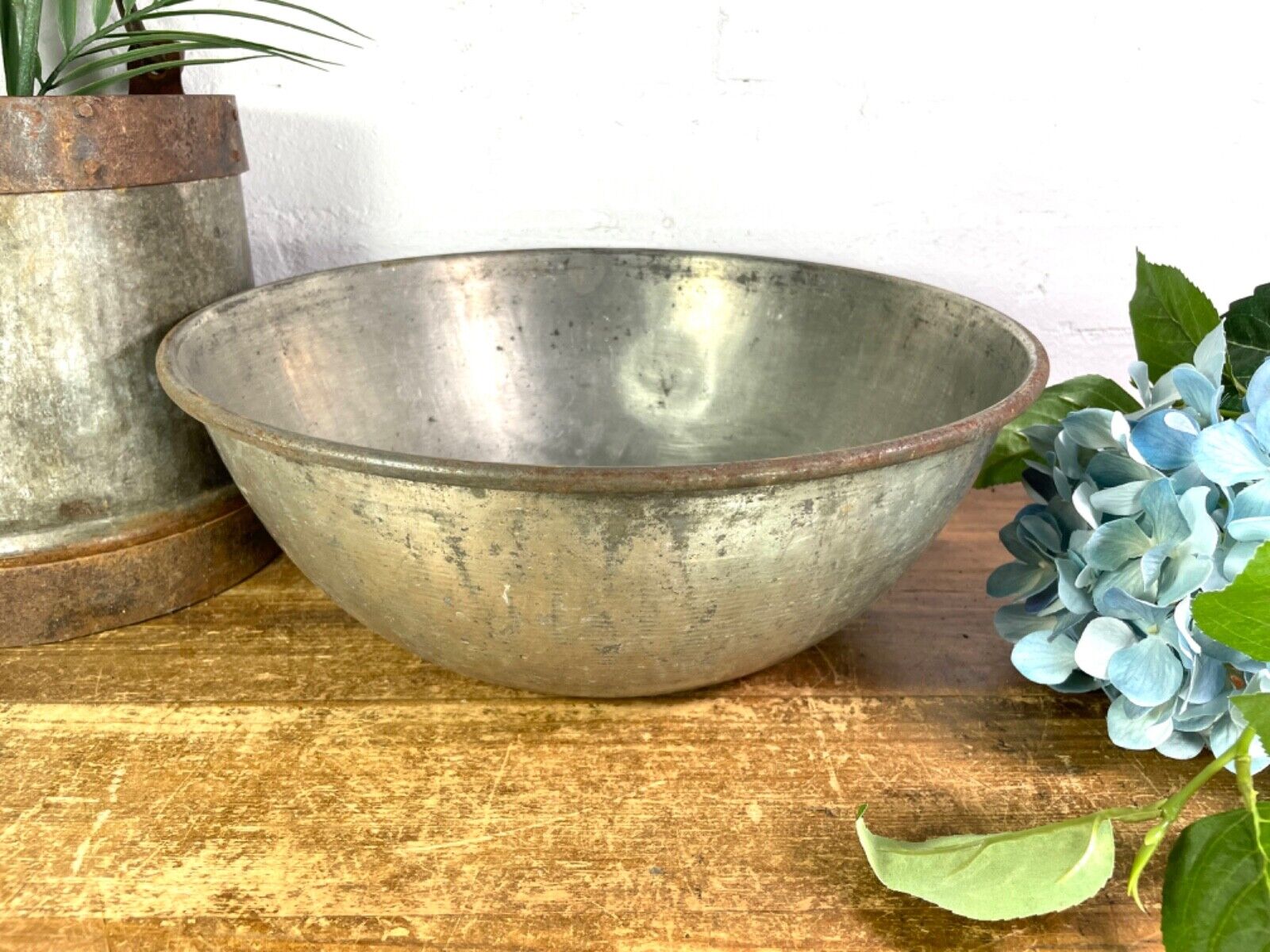 Vintage Industrial Heavy Duty Stainless Steel Mixing Bowl Dairy Farming Milking