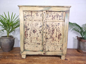 Vintage Reclaimed Indian Solid Wooden Bathroom Bed Side Table Drinks Cabinet