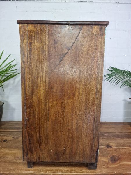 Vintage Reclaimed Indian Solid Wooden Bathroom Bed Side Table Drinks Cabinet