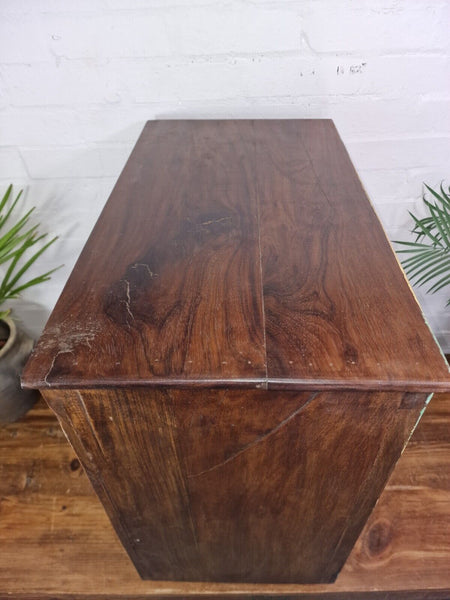 Vintage Reclaimed Indian Solid Wooden Bathroom Bed Side Table Drinks Cabinet