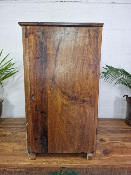 Vintage Reclaimed Indian Solid Wooden Bathroom Bed Side Table Drinks Cabinet