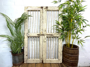 Old Pair Vintage Reclaimed Indian Wooden Iron Doors Shutters Garden Gates Screen