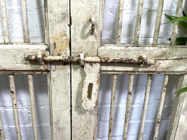 Old Pair Vintage Reclaimed Indian Wooden Iron Doors Shutters Garden Gates Screen