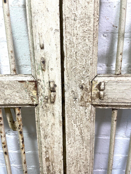 Old Pair Vintage Reclaimed Indian Wooden Iron Doors Shutters Garden Gates Screen