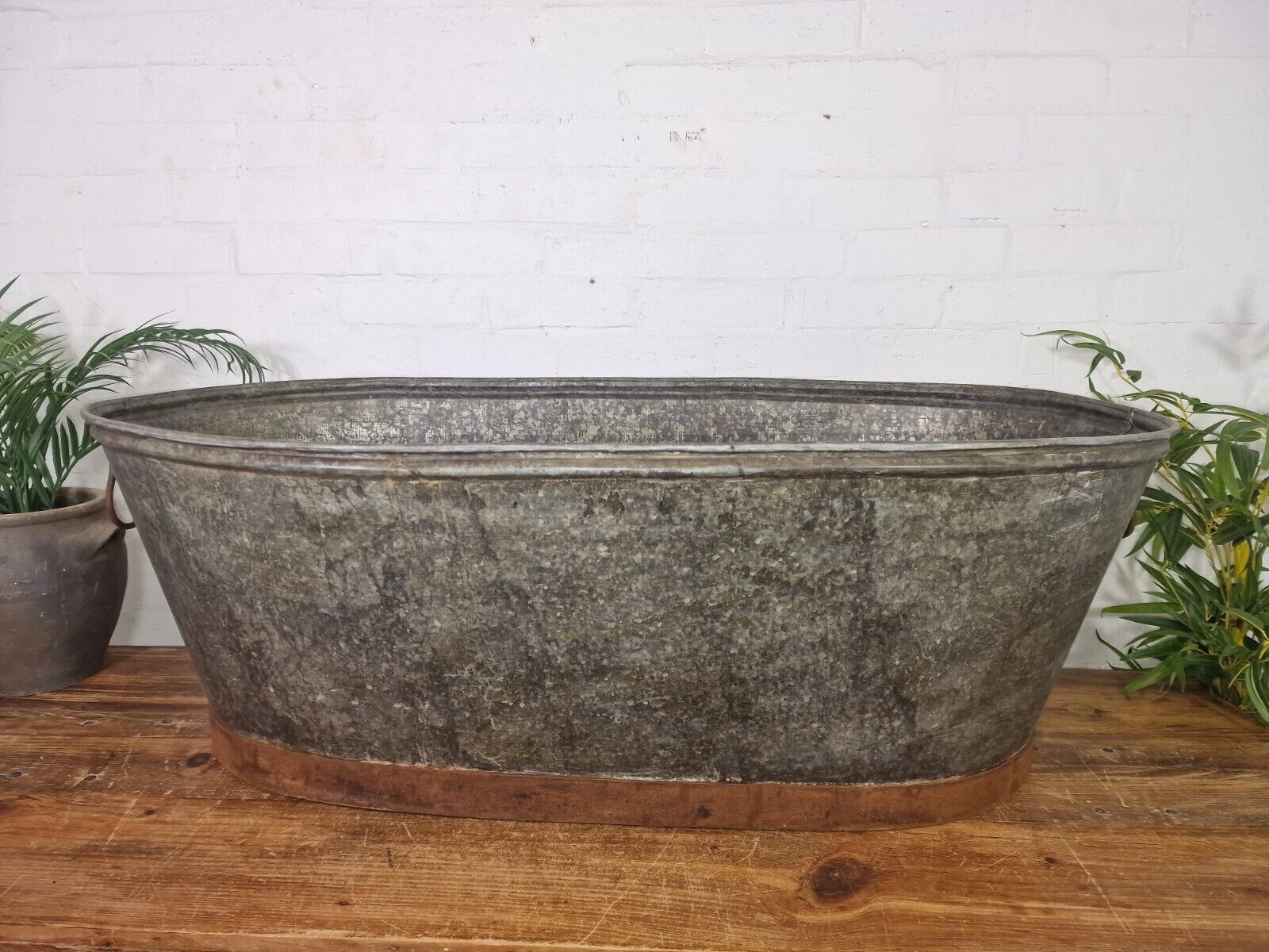 Rustic Reclaimed Large 4ft Galvanised Trough Garden Planter Bath Tub Ice Bucket