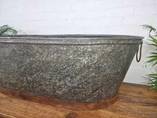 Rustic Reclaimed Large 4ft Galvanised Trough Garden Planter Bath Tub Ice Bucket