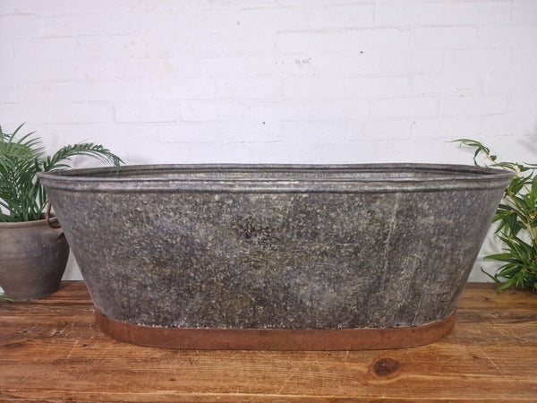 Rustic Reclaimed Large 4ft Galvanised Trough Garden Planter Bath Tub Ice Bucket