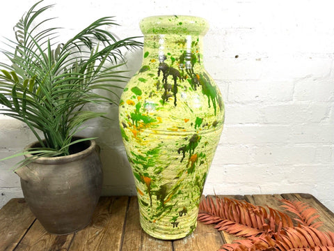 Rustic Mediterranean Painted Glazed Terracotta Pot Urn Garden Planter Amphora