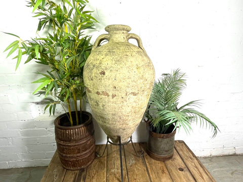 Large Rustic Antique Mediterranean Terracotta Olive Storage Jar Amphora Urn Pot