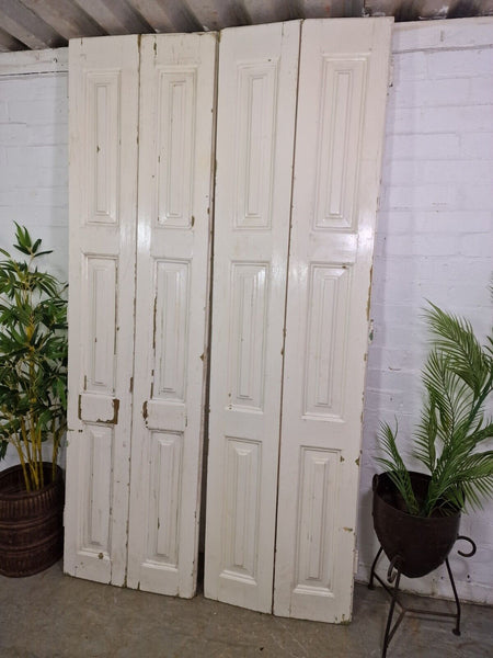 Vintage French Wooden Pine Bi Folding Window Door Shutters Screen Room Divider