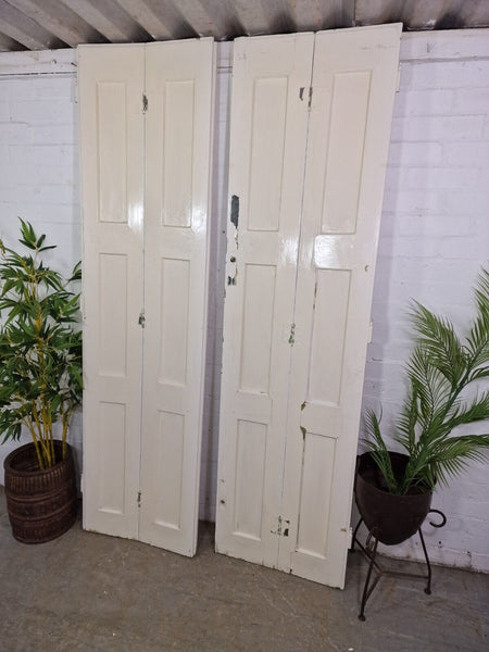 Vintage French Wooden Pine Bi Folding Window Door Shutters Screen Room Divider