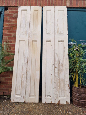 Vintage French Wooden Pine Bi Folding Window Door Shutters Screen Room Divider