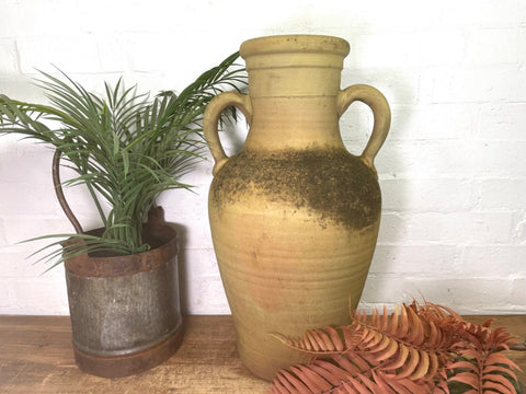 Rustic Vintage Mediterranean Terracotta Olive Storage Jar Amphora Urn Pot Vase