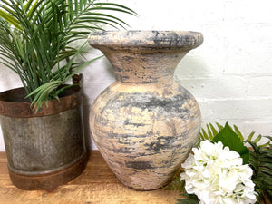 Rustic Hand Made Wabi Sabi Mediterranean Terracotta Pot Vase Urn Dry Flowers