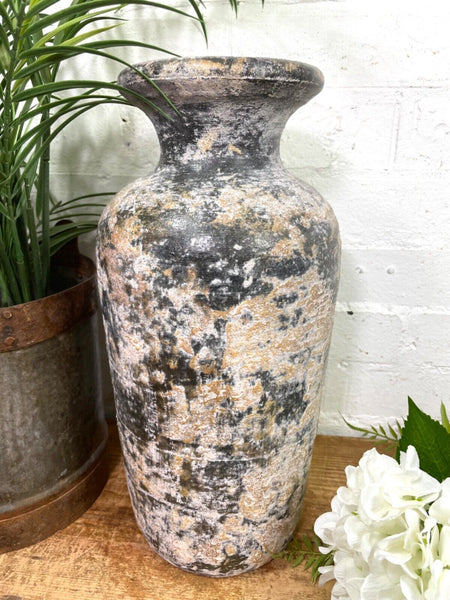 Rustic Hand Made Wabi Sabi Mediterranean Terracotta Pot Vase Urn Dry Flowers