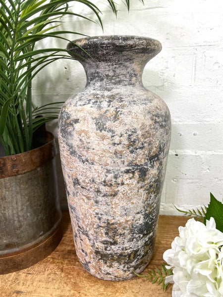 Rustic Hand Made Wabi Sabi Mediterranean Terracotta Pot Vase Urn Dry Flowers