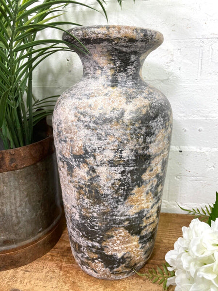 Rustic Hand Made Wabi Sabi Mediterranean Terracotta Pot Vase Urn Dry Flowers